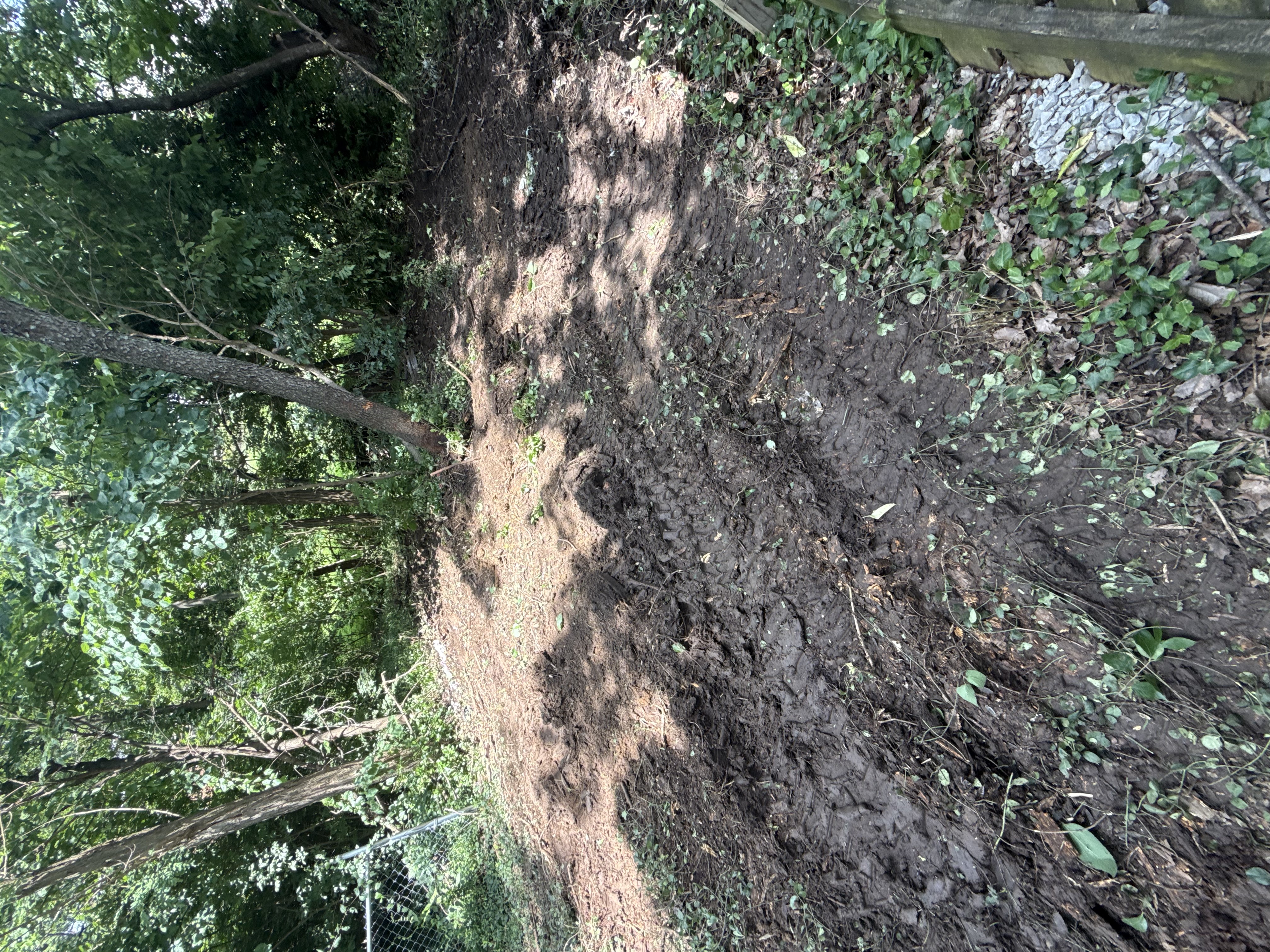 Cleared dirt path after excavating work