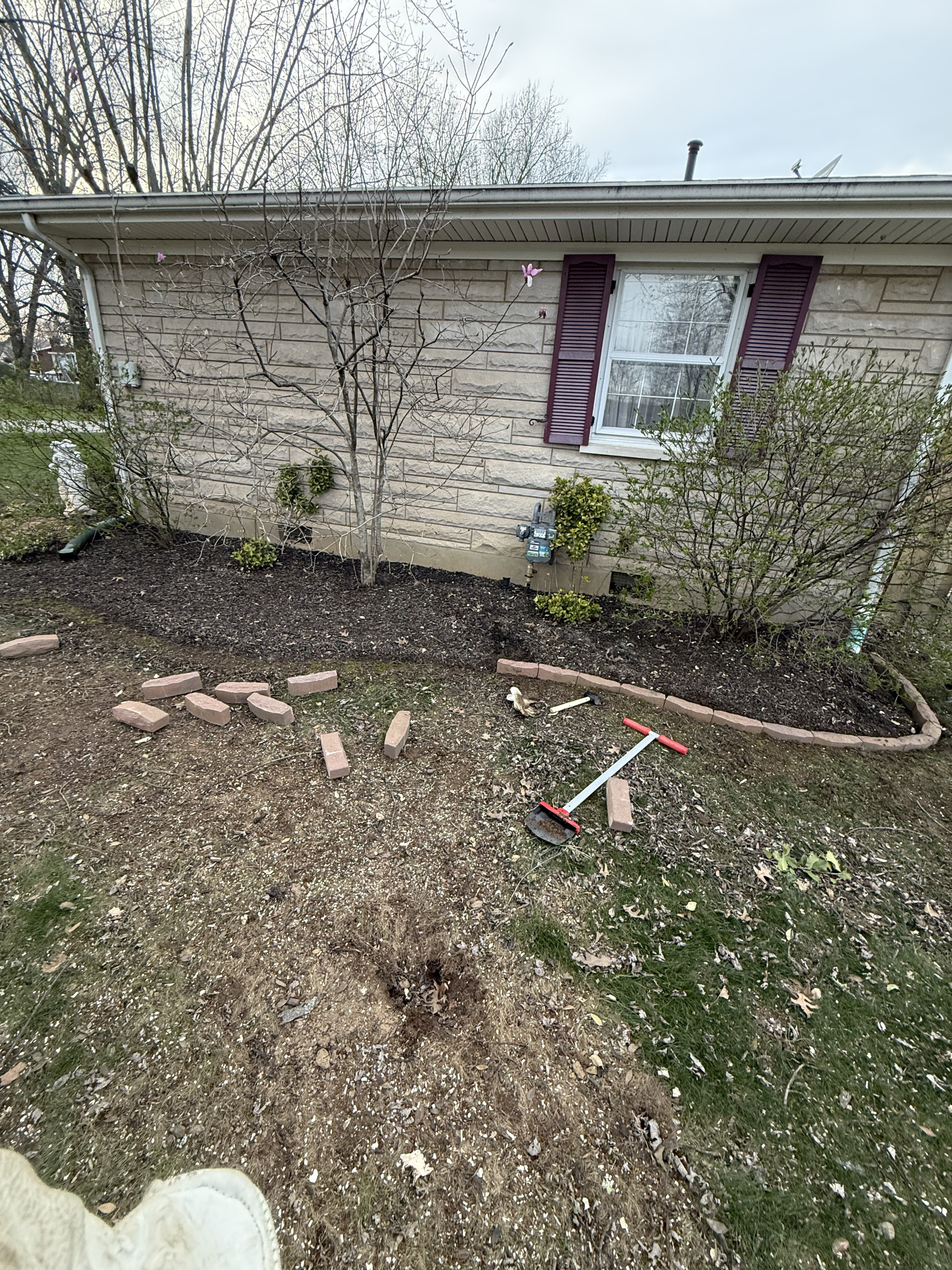 Property before landscaping bed installation